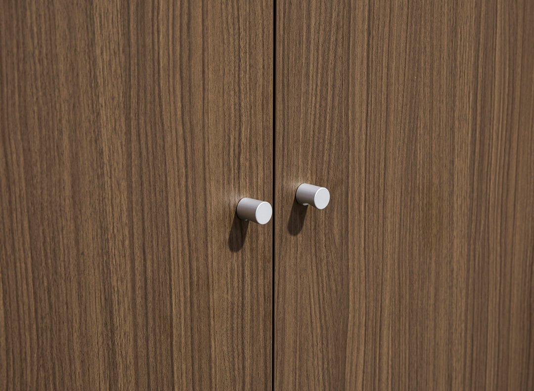 Light Brown and Walnut Plywood Bookshelf with Storage Cabinet – Large Modern Shelving Unit