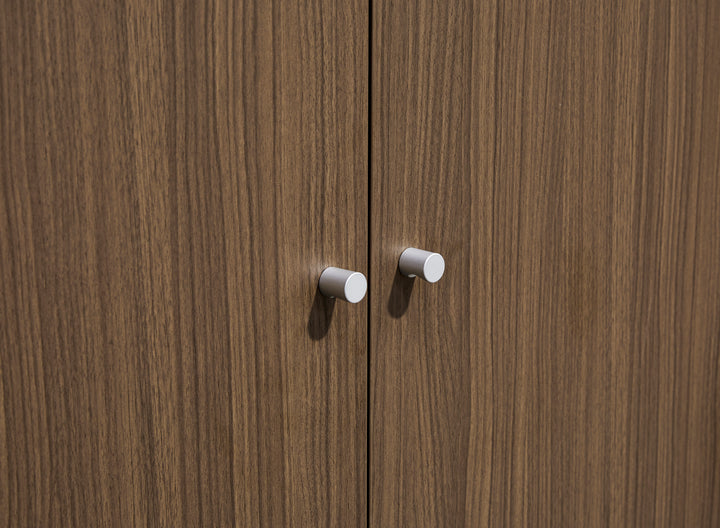 Light Brown and Walnut Plywood Bookshelf with Storage Cabinet – Large Modern Shelving Unit