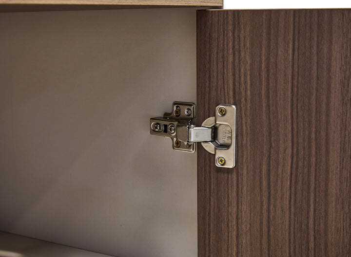 Light Brown and Walnut Plywood Bookshelf with Storage Cabinet – Large Modern Shelving Unit