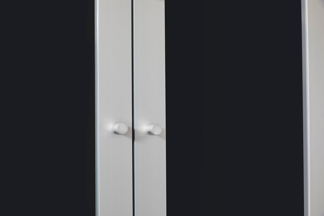 Titan Walnut Plywood Bookshelf with Glass Display and Storage Cabinet – Contemporary Design