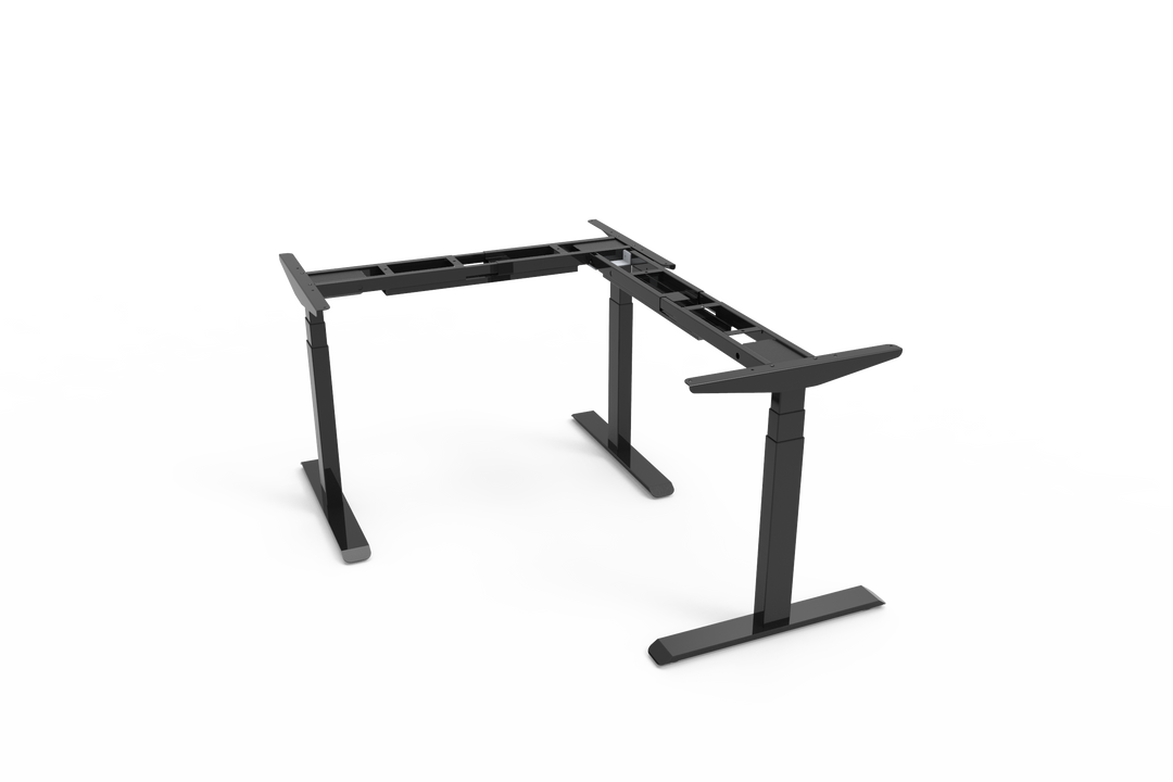 Three-Legged L-Shaped Sit-Stand Desk Frame