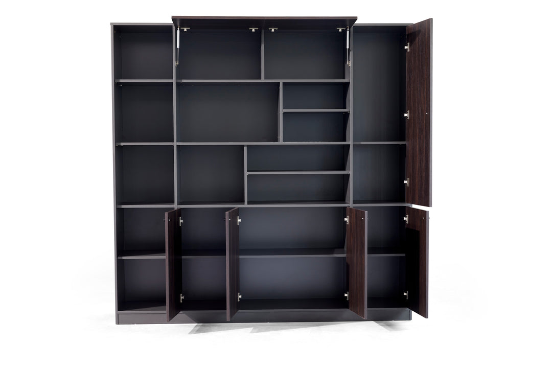Titan Walnut PlyWood Bookshelf with Storage Cabinet – Modern Shelving Unit