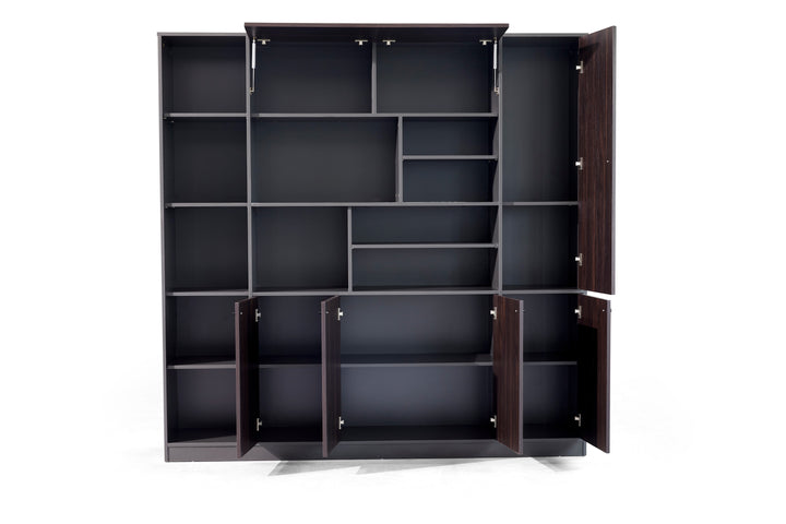 Titan Walnut PlyWood Bookshelf with Storage Cabinet – Modern Shelving Unit