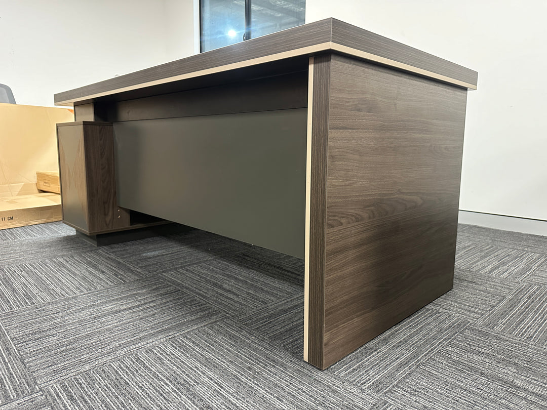 Corner desk with storage/ corner work station/ L shaped desk A003 Rose wood grey