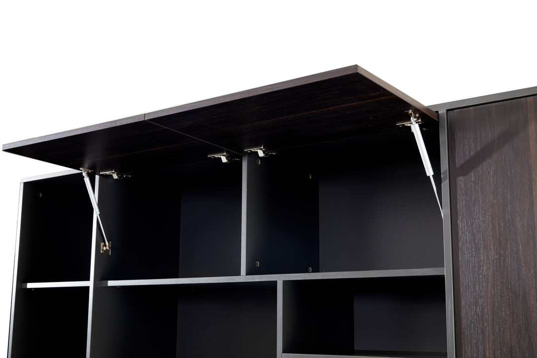 Titan Walnut PlyWood Bookshelf with Storage Cabinet – Modern Shelving Unit