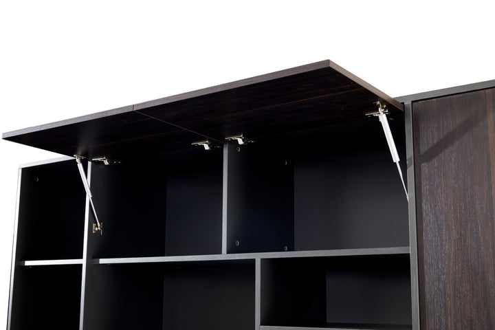 Titan Walnut PlyWood Bookshelf with Storage Cabinet – Modern Shelving Unit