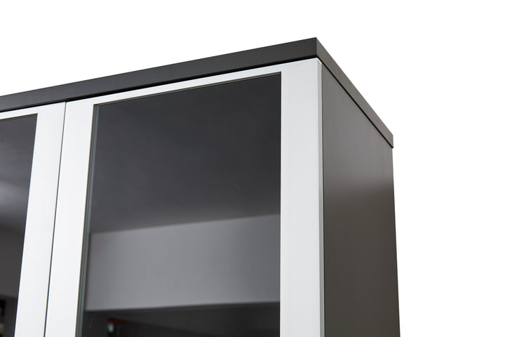 Titan Walnut Plywood Bookshelf with Glass Display and Storage Cabinet – Contemporary Design