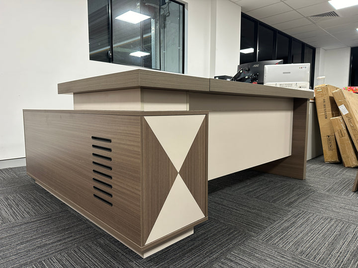 Corner desk with storage/ corner work station/ L shaped desk A003 Light Brown