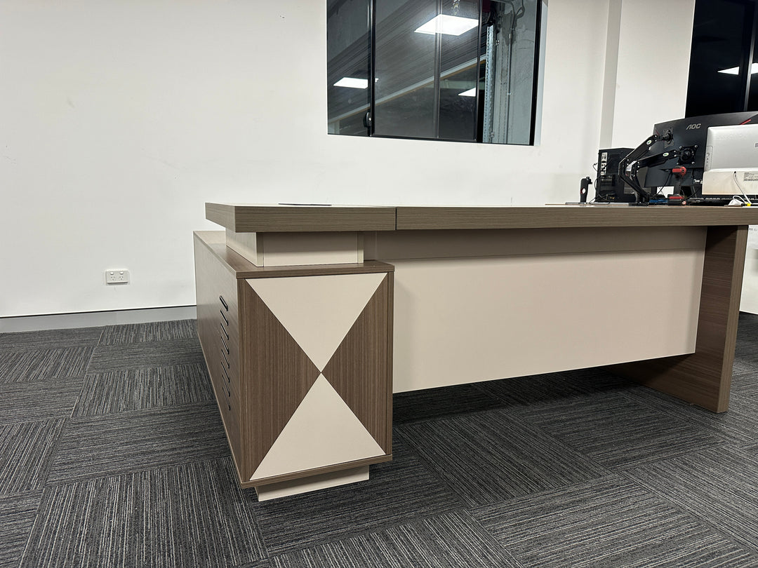 Corner desk with storage/ corner work station/ L shaped desk A003 Light Brown