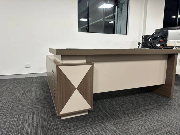 Corner desk with storage/ corner work station/ L shaped desk A003 Light Brown