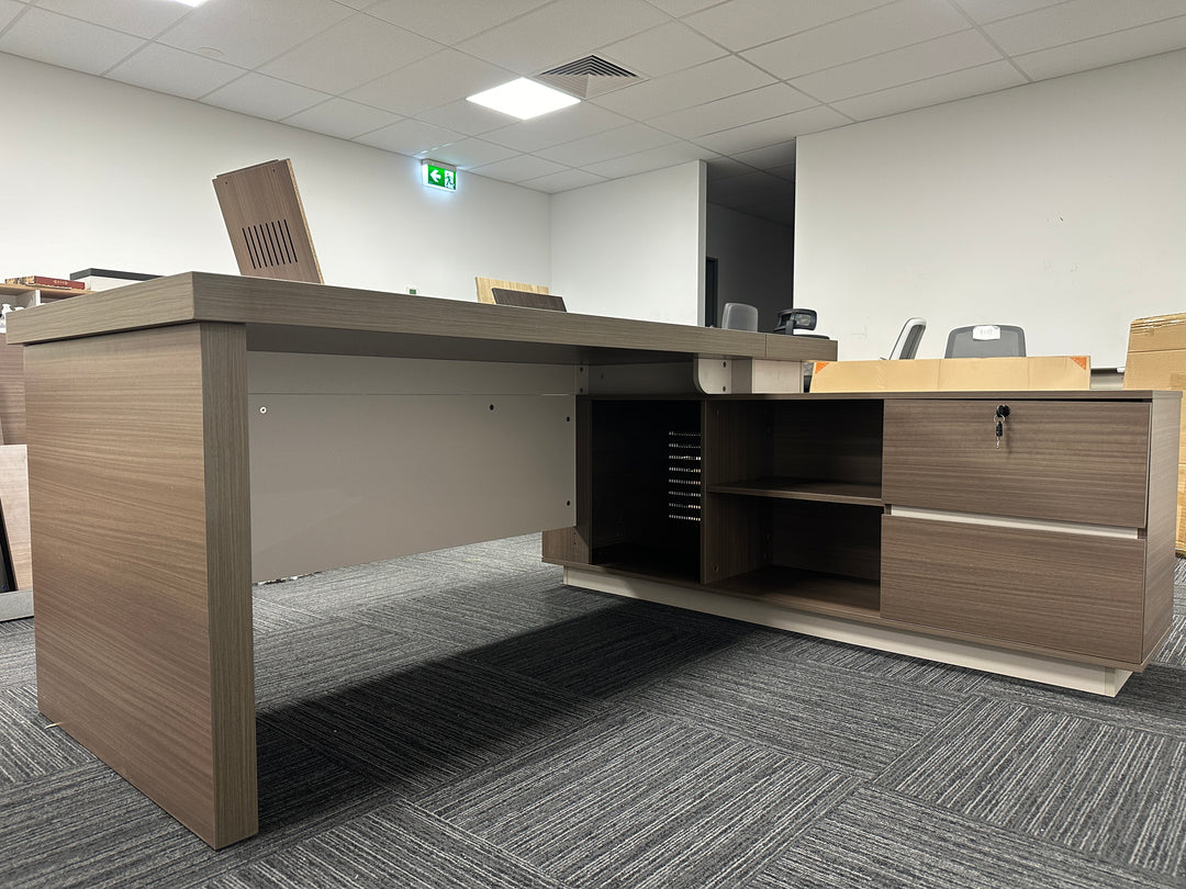 Corner desk with storage/ corner work station/ L shaped desk A003 Light Brown