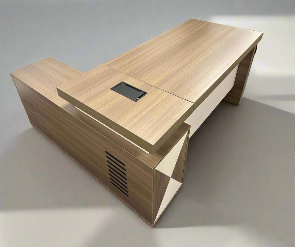 Corner desk with storage/ corner work station/ L shaped desk A003 Light Brown