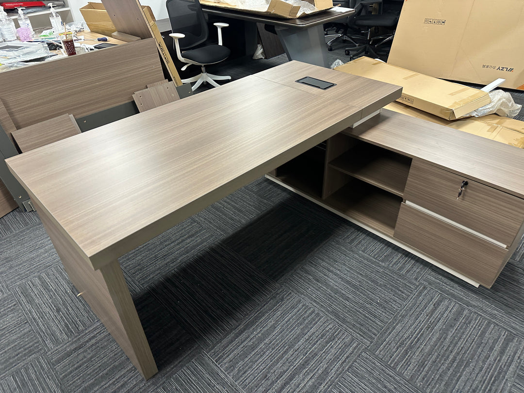 Corner desk with storage/ corner work station/ L shaped desk A003 Light Brown
