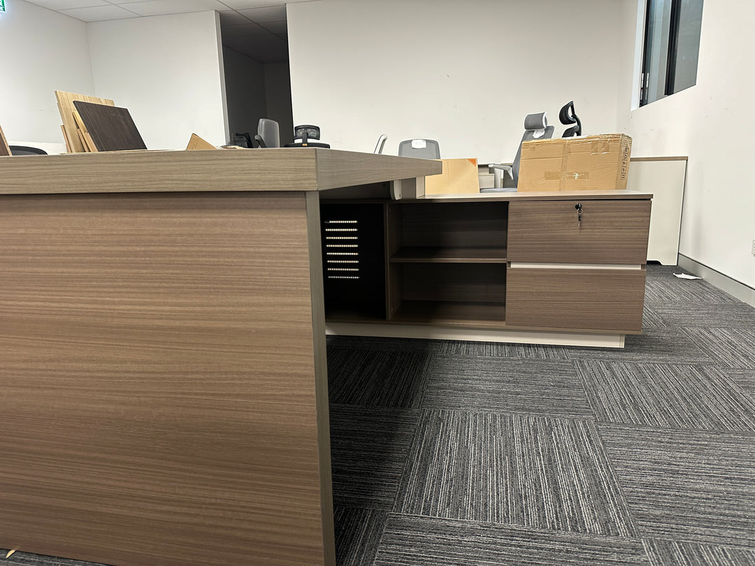 Corner desk with storage/ corner work station/ L shaped desk A003 Light Brown