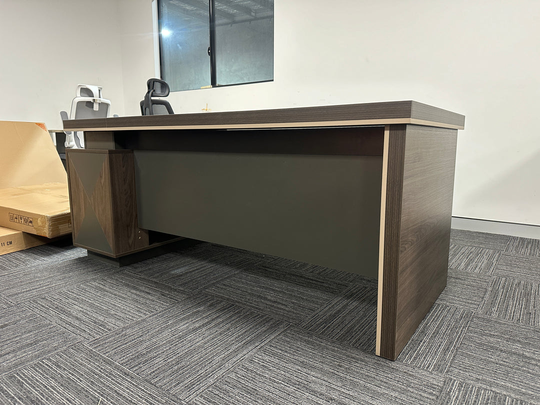 Corner desk with storage/ corner work station/ L shaped desk A003 Rose wood grey