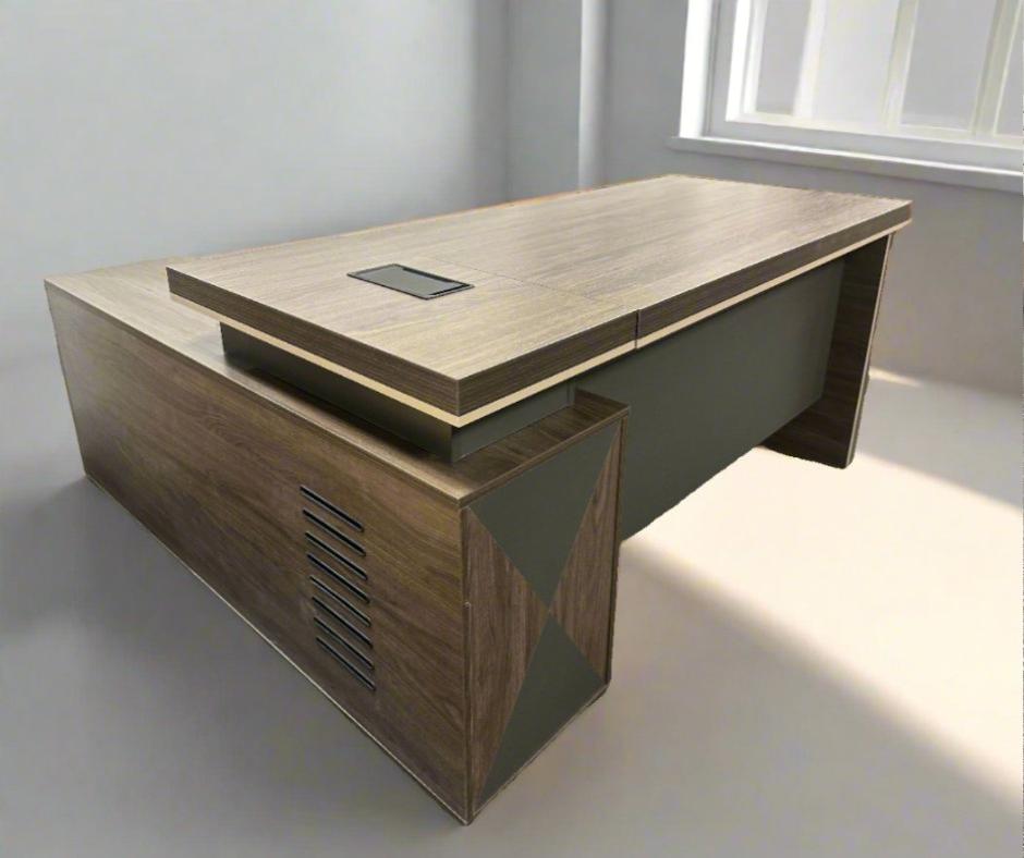 Corner desk with storage/ corner work station/ L shaped desk A003 Rose wood grey
