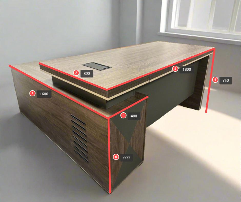 Corner desk with storage/ corner work station/ L shaped desk A003 Rose wood grey