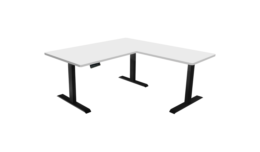 L-Shaped 3-Leg Standing Desk With Dual Tabletop and Triple Motors