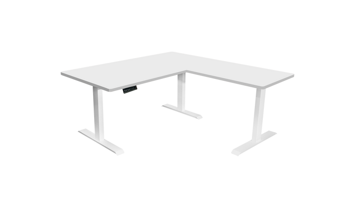 L-Shaped 3-Leg Standing Desk With Dual Tabletop and Triple Motors