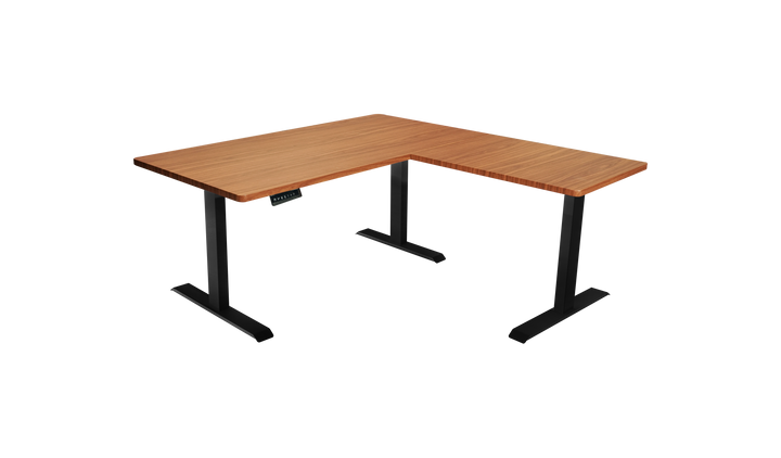 L-Shaped 3-Leg Standing Desk With Dual Tabletop and Triple Motors