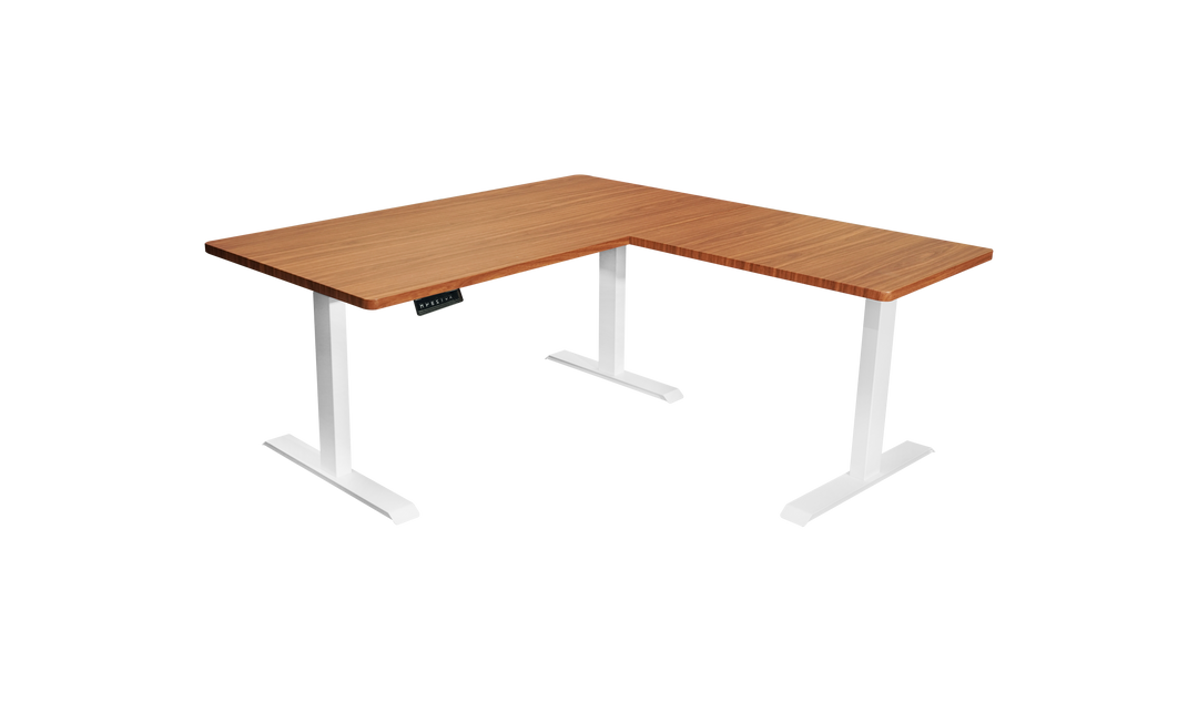 L-Shaped 3-Leg Standing Desk With Dual Tabletop and Triple Motors