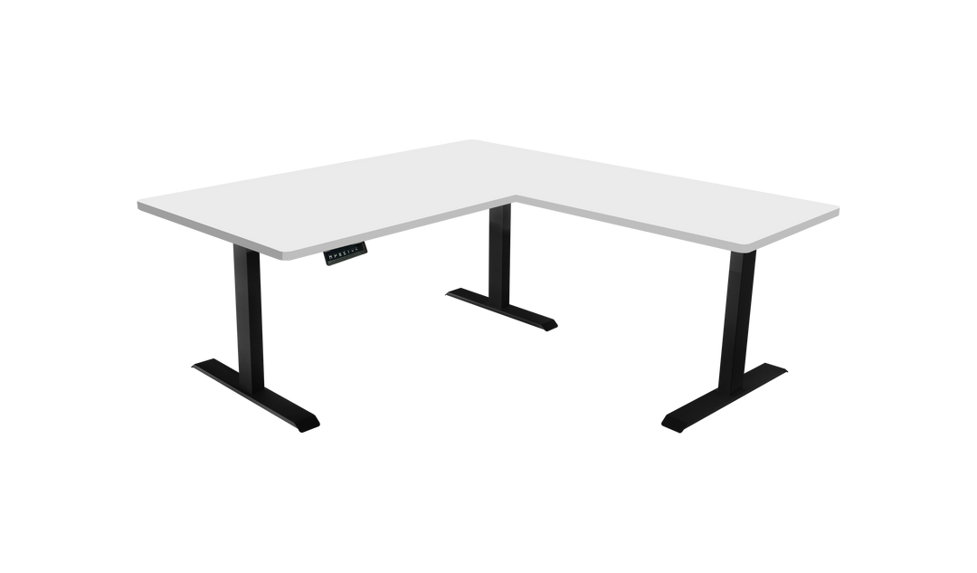 L-Shaped 3-Leg Standing Desk With Dual Tabletop and Triple Motors