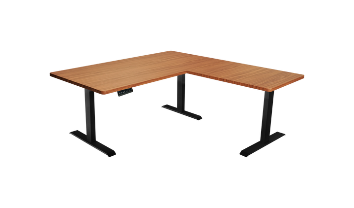 L-Shaped 3-Leg Standing Desk With Dual Tabletop and Triple Motors