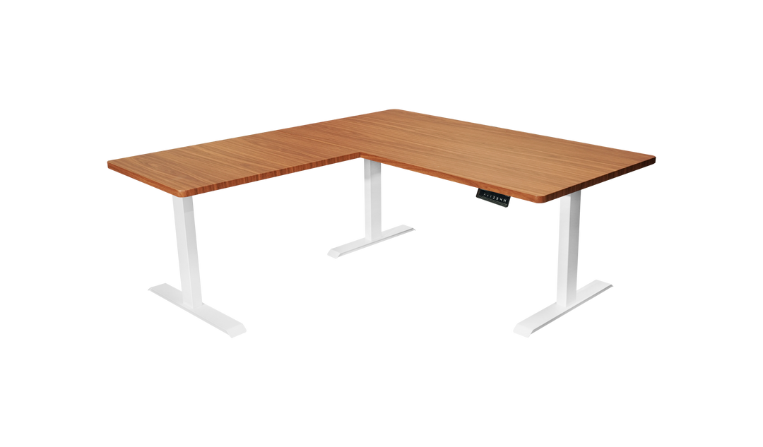L-Shaped 3-Leg Standing Desk With Dual Tabletop and Triple Motors