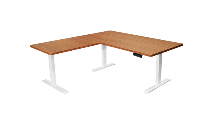 L-Shaped 3-Leg Standing Desk With Dual Tabletop and Triple Motors