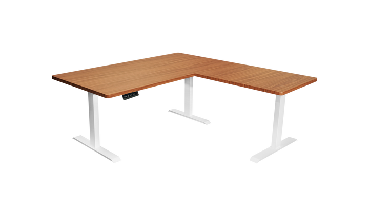 L-Shaped 3-Leg Standing Desk With Dual Tabletop and Triple Motors