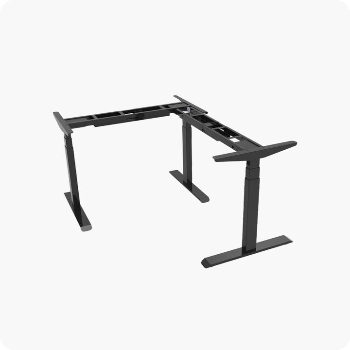 Three-Legged L-Shaped Sit-Stand Desk Frame