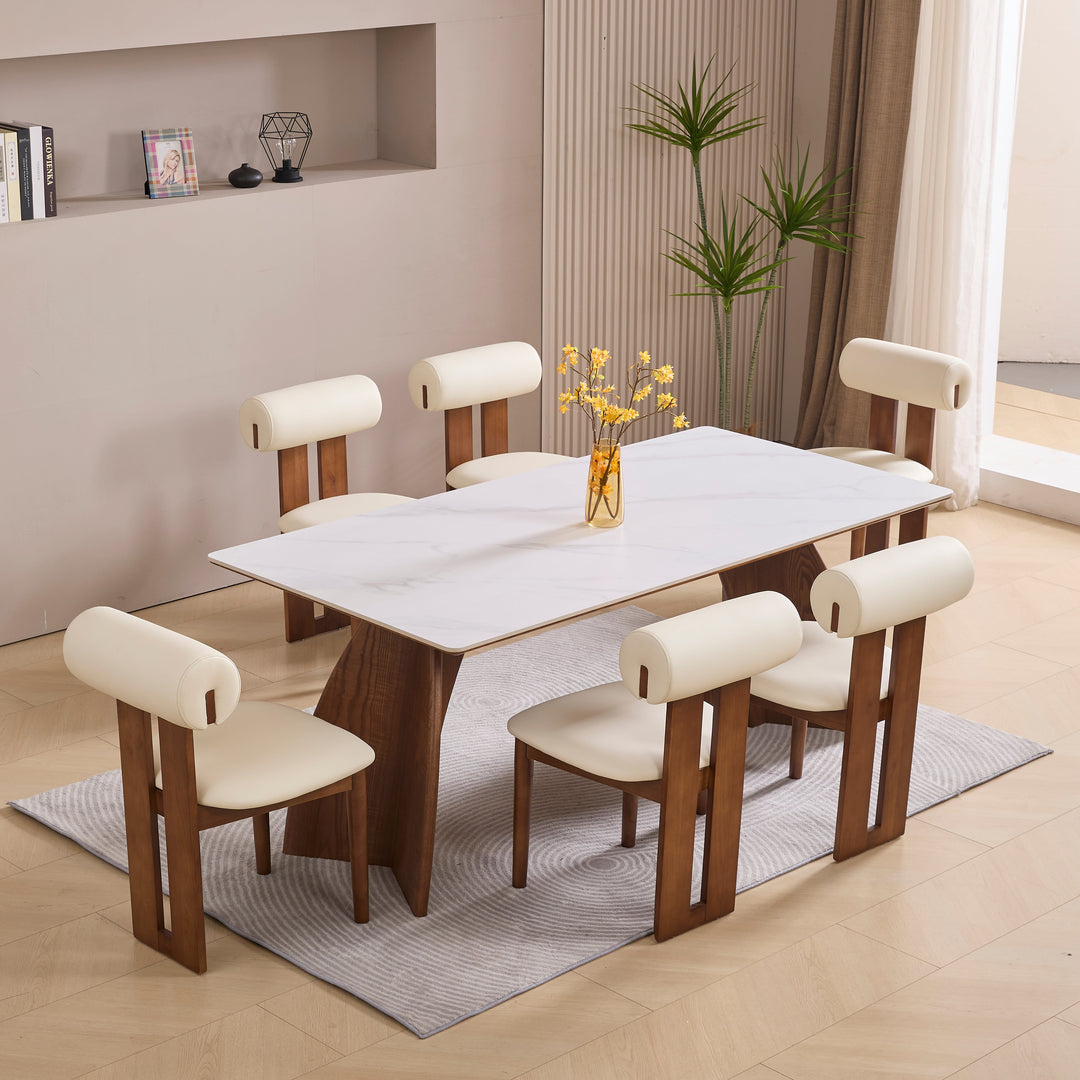 Large Calacatta sintered stone dining table seating six to eight people