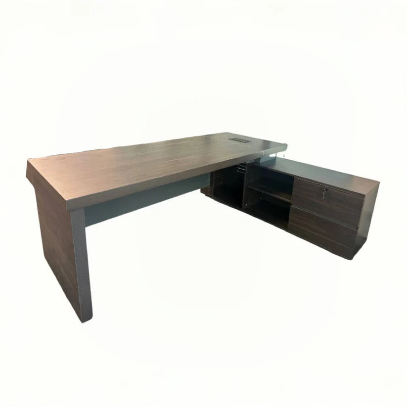 DeskOne's L-Shaped Executive Desk with Wood Desktop