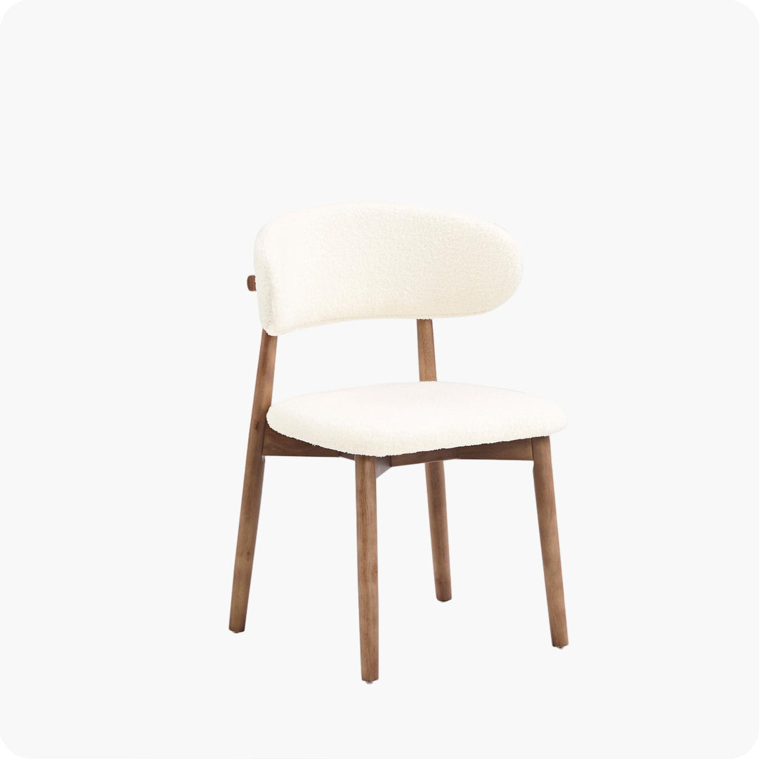 Soft fabric upholstered dining chair with solid ash wood legs