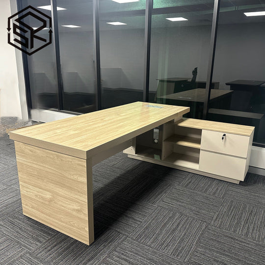 Deskone's Nika Grey L-Shaped Wood Computer Desk