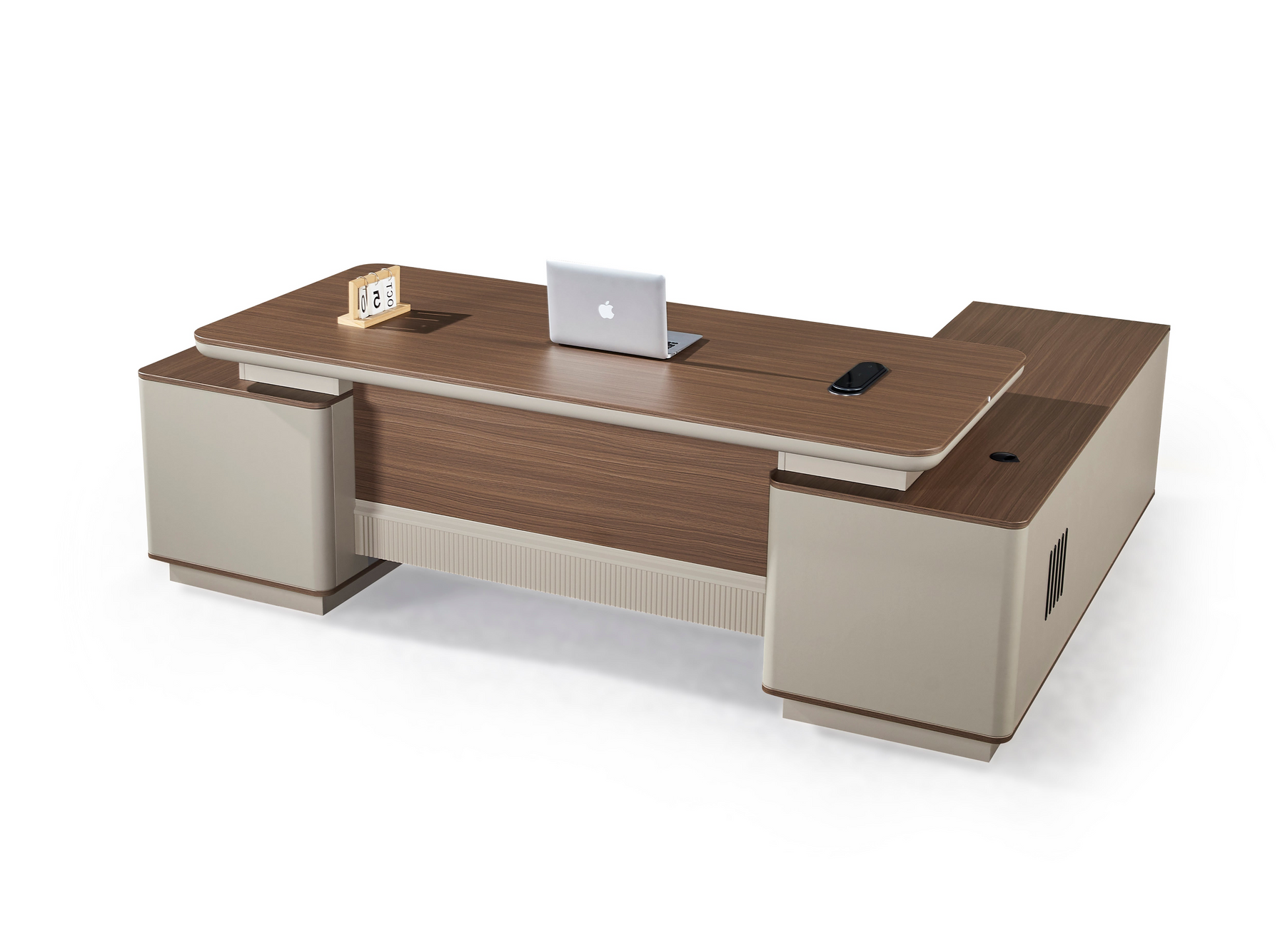 2. Corner Desk with Side Cabinet S902 – Brown Grey