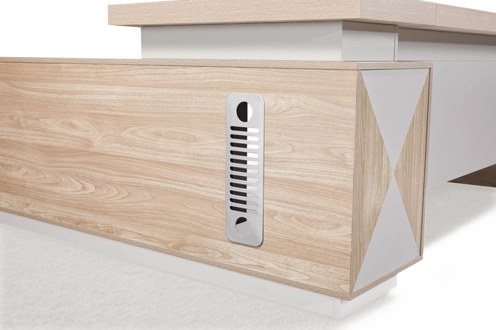 Corner desk with storage/ corner work station/ L shaped desk A003 Nika Grey