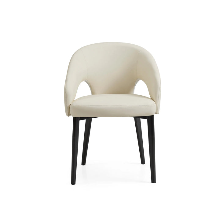 Desk One OliMaré - Curved PU Leather Semi-Armrest Dining Chair in Cream and Taupe