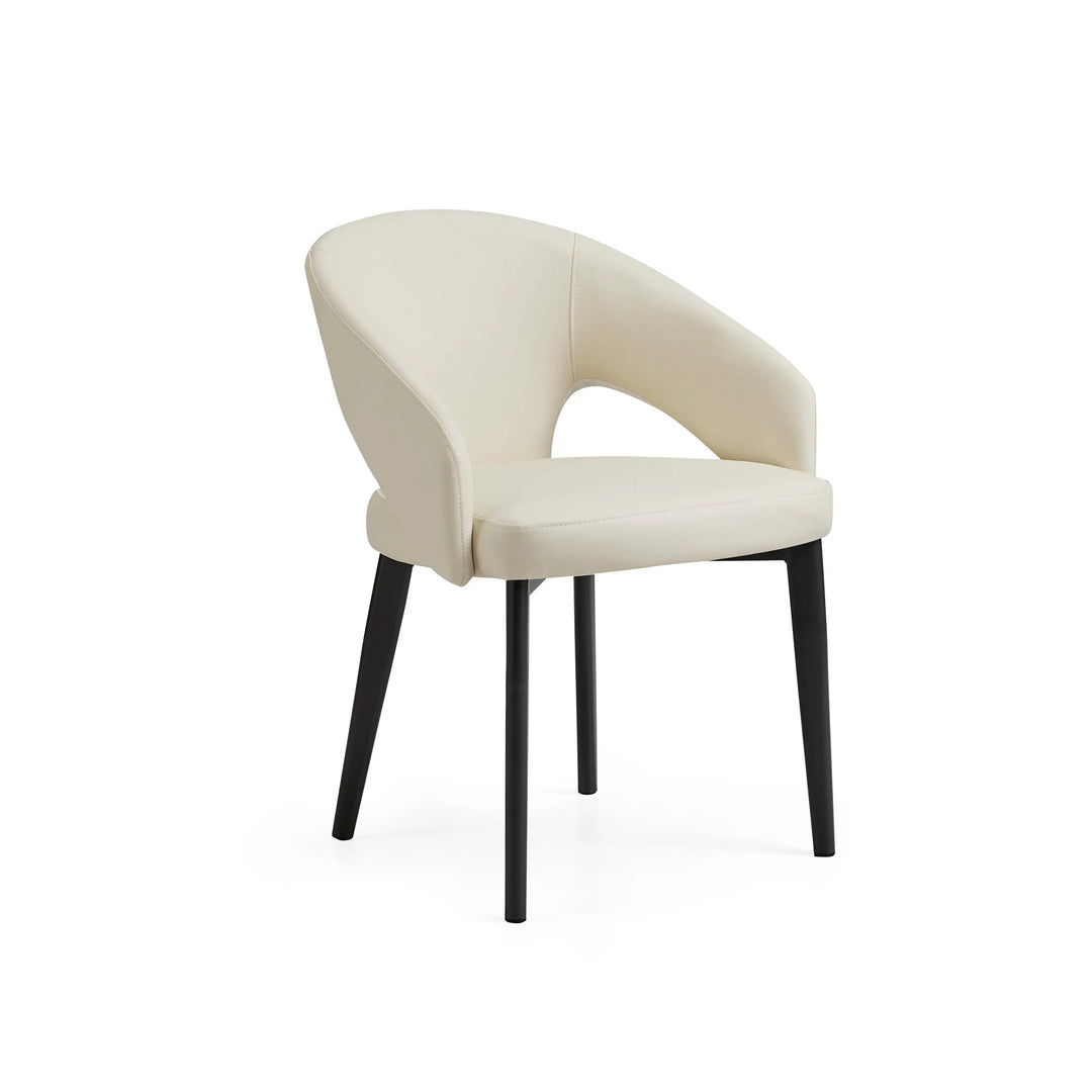 Desk One OliMaré - Curved PU Leather Semi-Armrest Dining Chair in Cream and Taupe