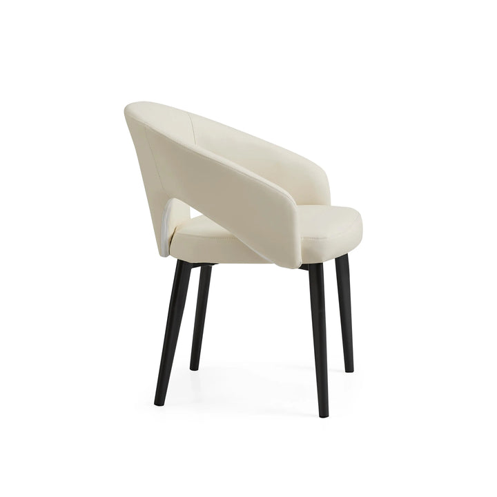 Desk One OliMaré - Curved PU Leather Semi-Armrest Dining Chair in Cream and Taupe