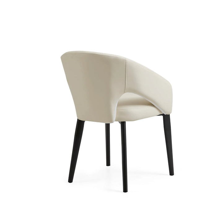 Desk One OliMaré - Curved PU Leather Semi-Armrest Dining Chair in Cream and Taupe