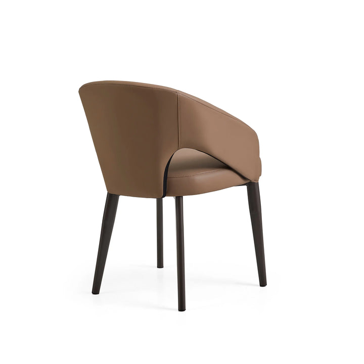 Desk One OliMaré - Curved PU Leather Semi-Armrest Dining Chair in Cream and Taupe
