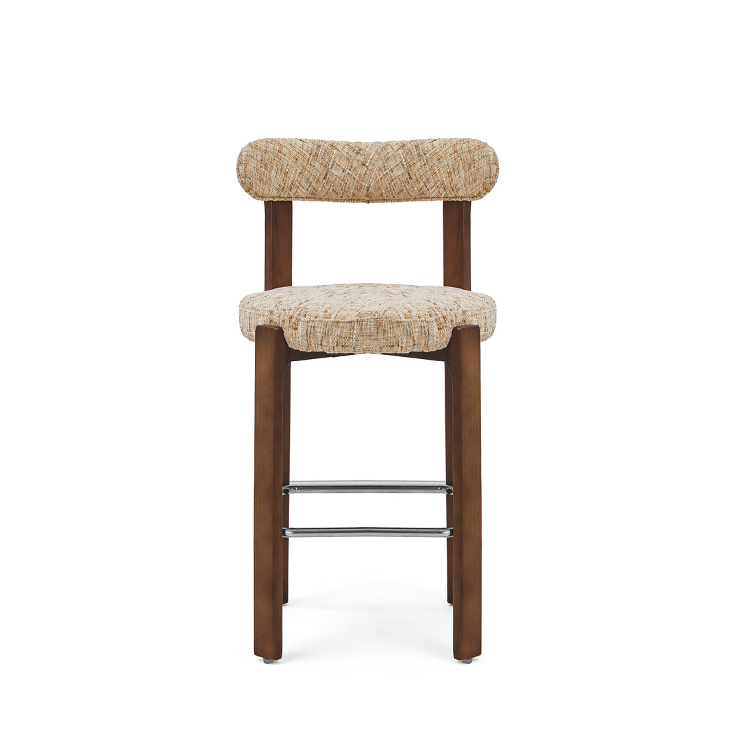 Desk One Soren Solid Wood Upholstered Bar Stool