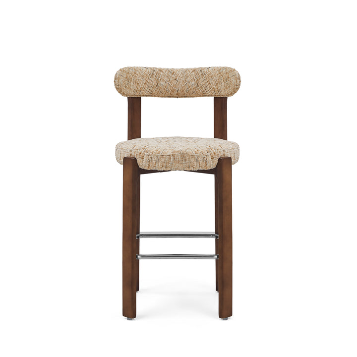 Desk One Soren Solid Wood Upholstered Bar Stool