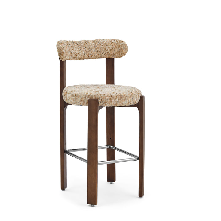 Desk One Soren Solid Wood Upholstered Bar Stool