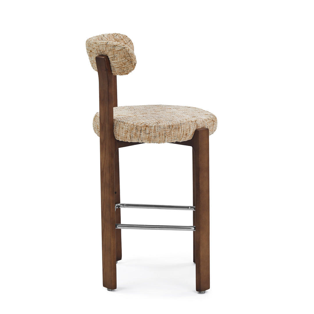 Desk One Soren Solid Wood Upholstered Bar Stool