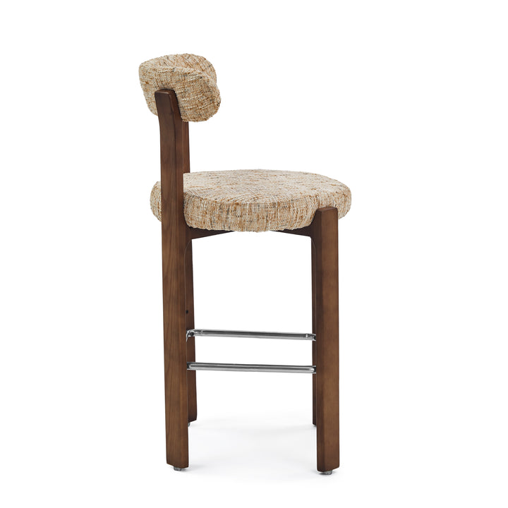 Desk One Soren Solid Wood Upholstered Bar Stool