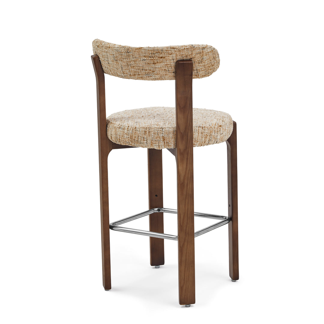 Desk One Soren Solid Wood Upholstered Bar Stool