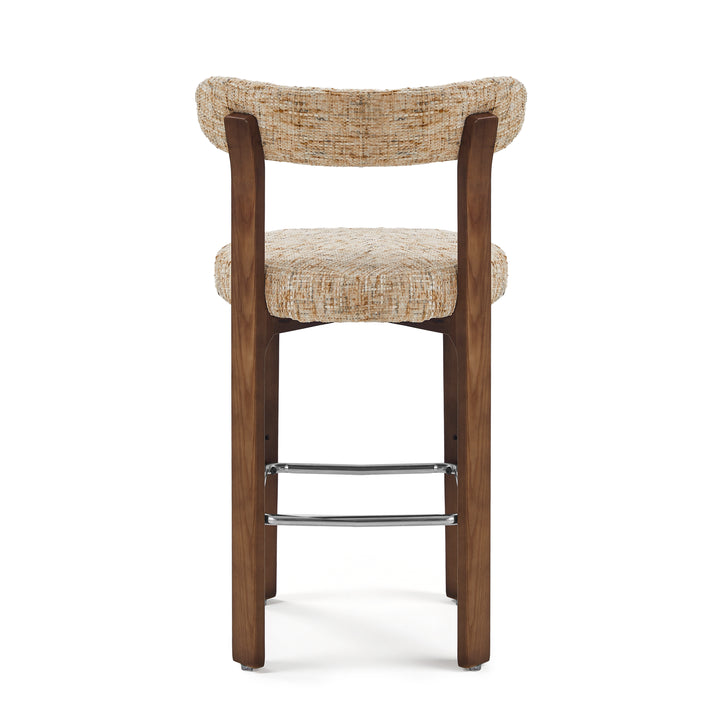 Desk One Soren Solid Wood Upholstered Bar Stool