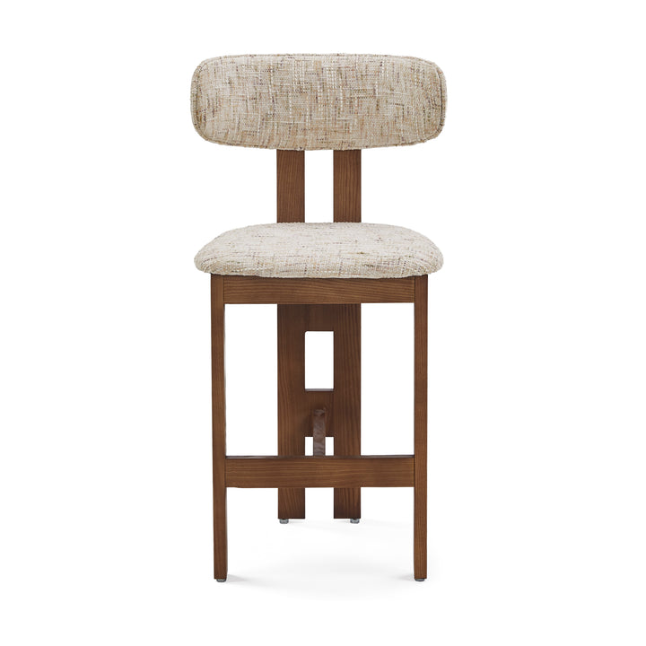 Desk One Maren Solid Wood Upholstered Counter Stool